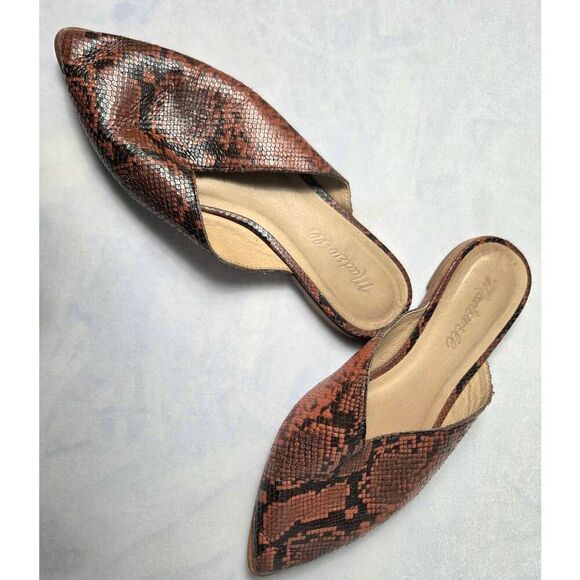 Madewell Brown Snake Print Flats - Picture 2 of 7